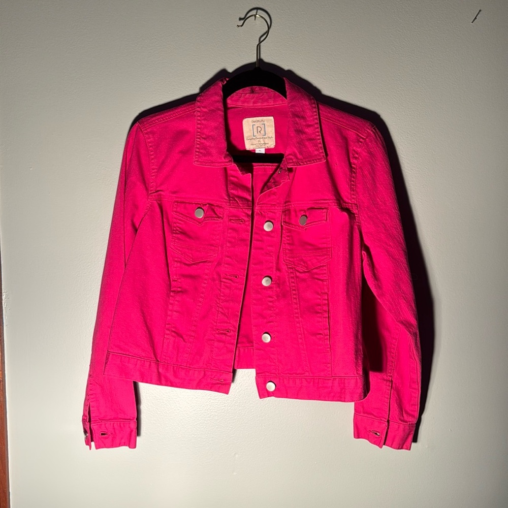 Ladies size PL Relativity brand, hot pink, jean jacket